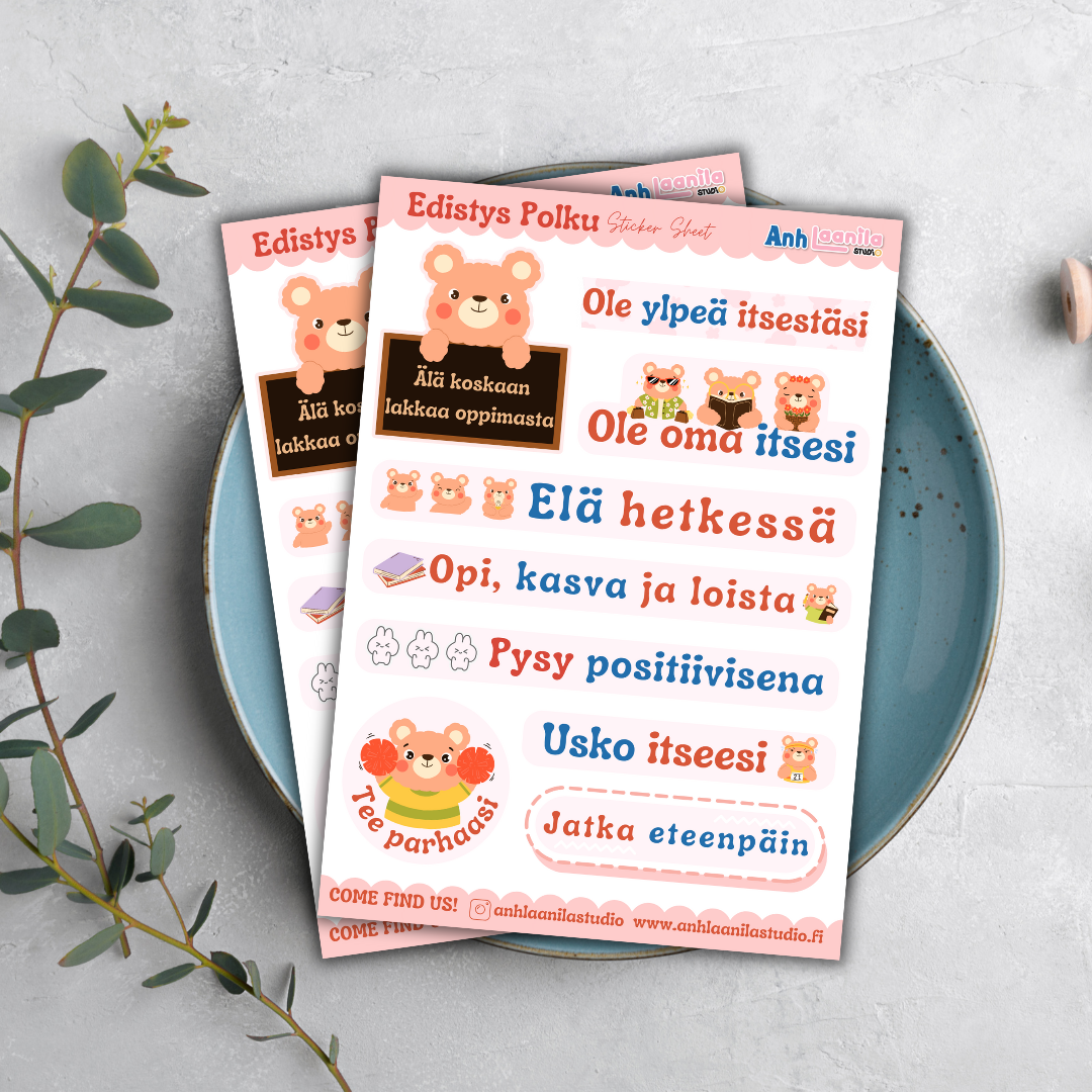Edistys Polku Bear Sticker Sheet