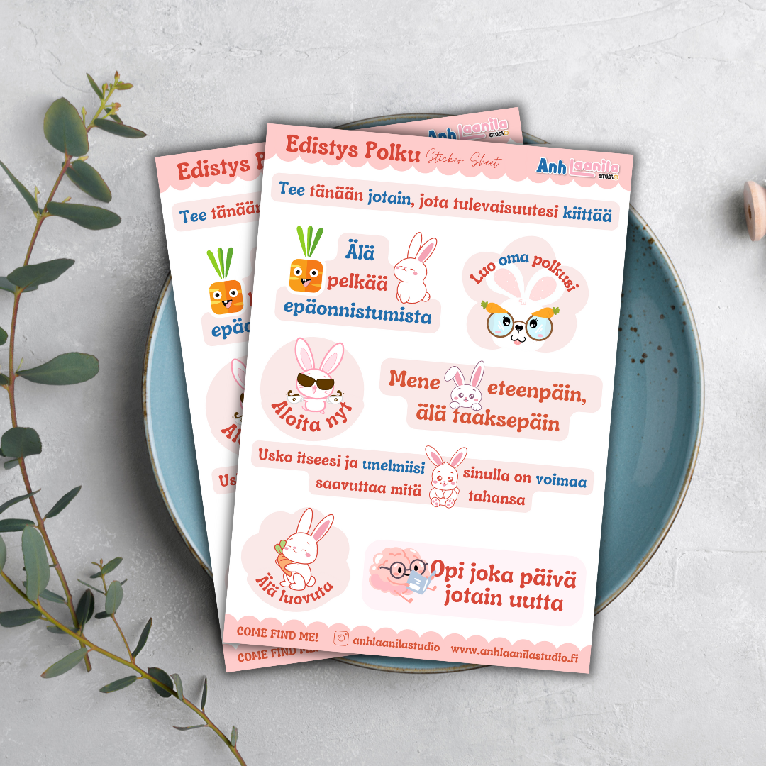 Edistys Polku Bunny Sticker Sheet