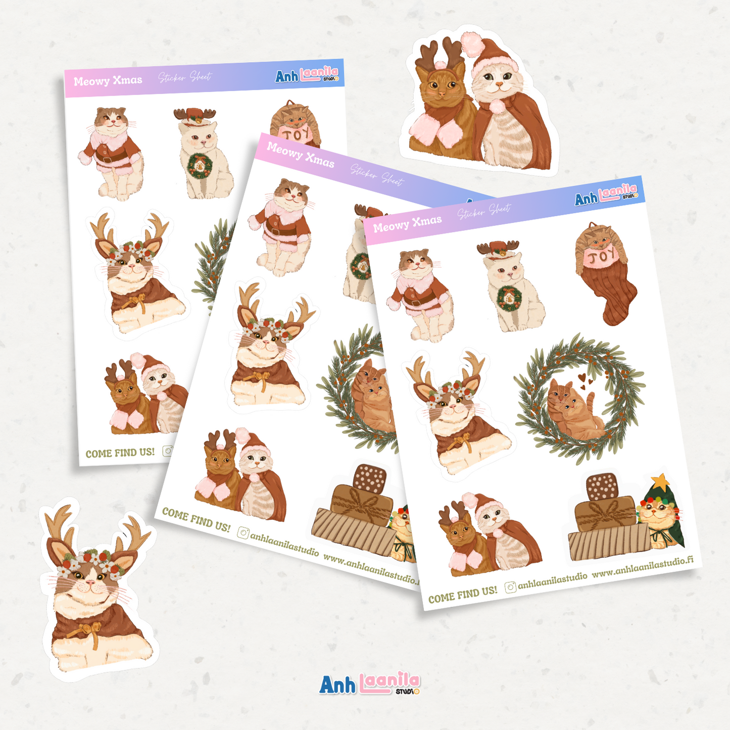 Meowy Christmas Sticker Sheet