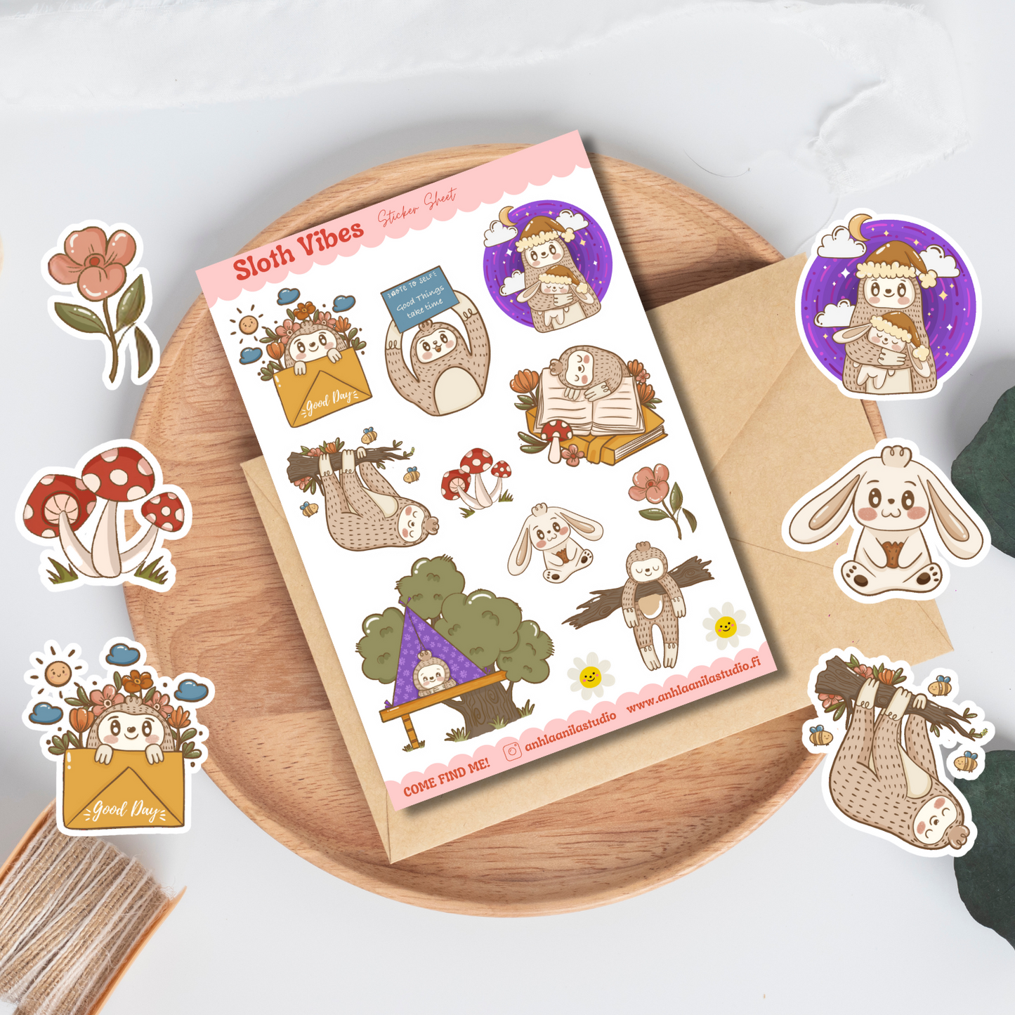 Sloth Vibes Sticker Sheet