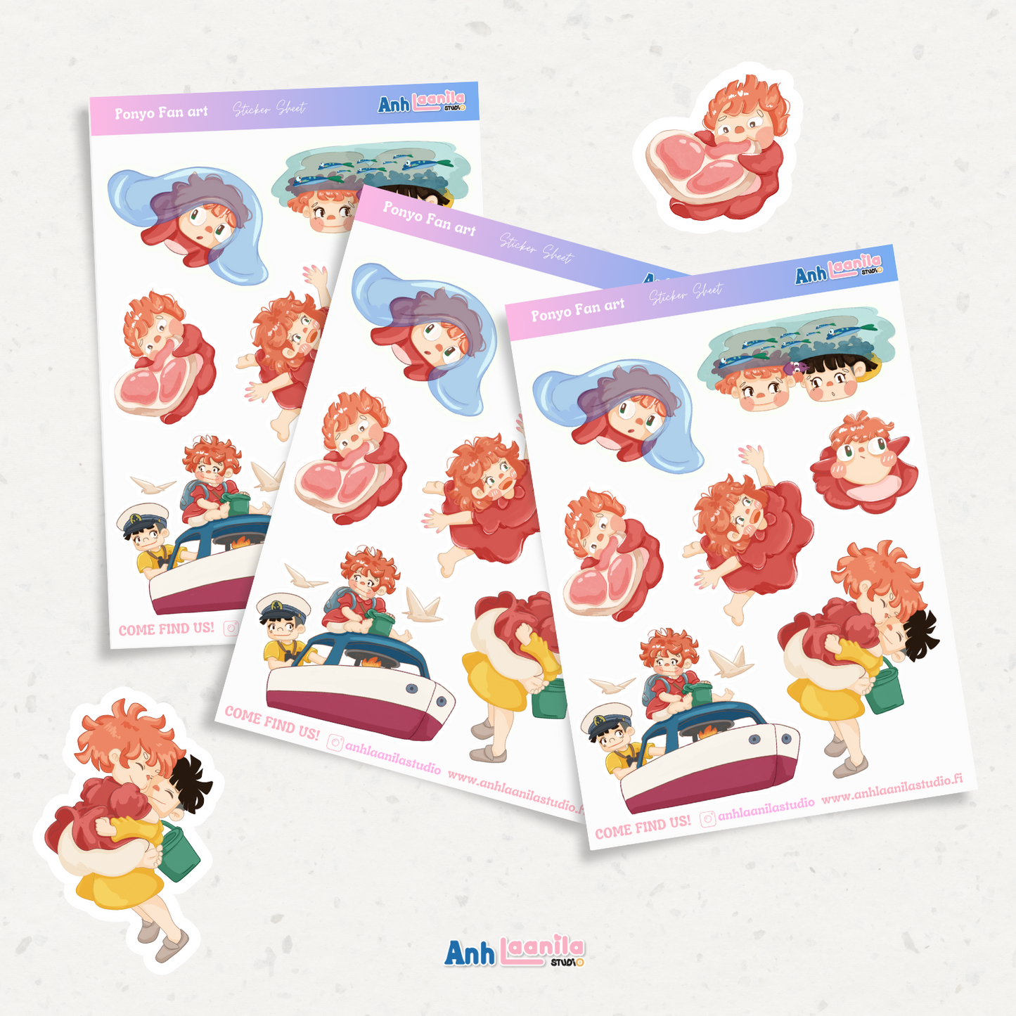Ponyo Fan Art Sticker Sheet