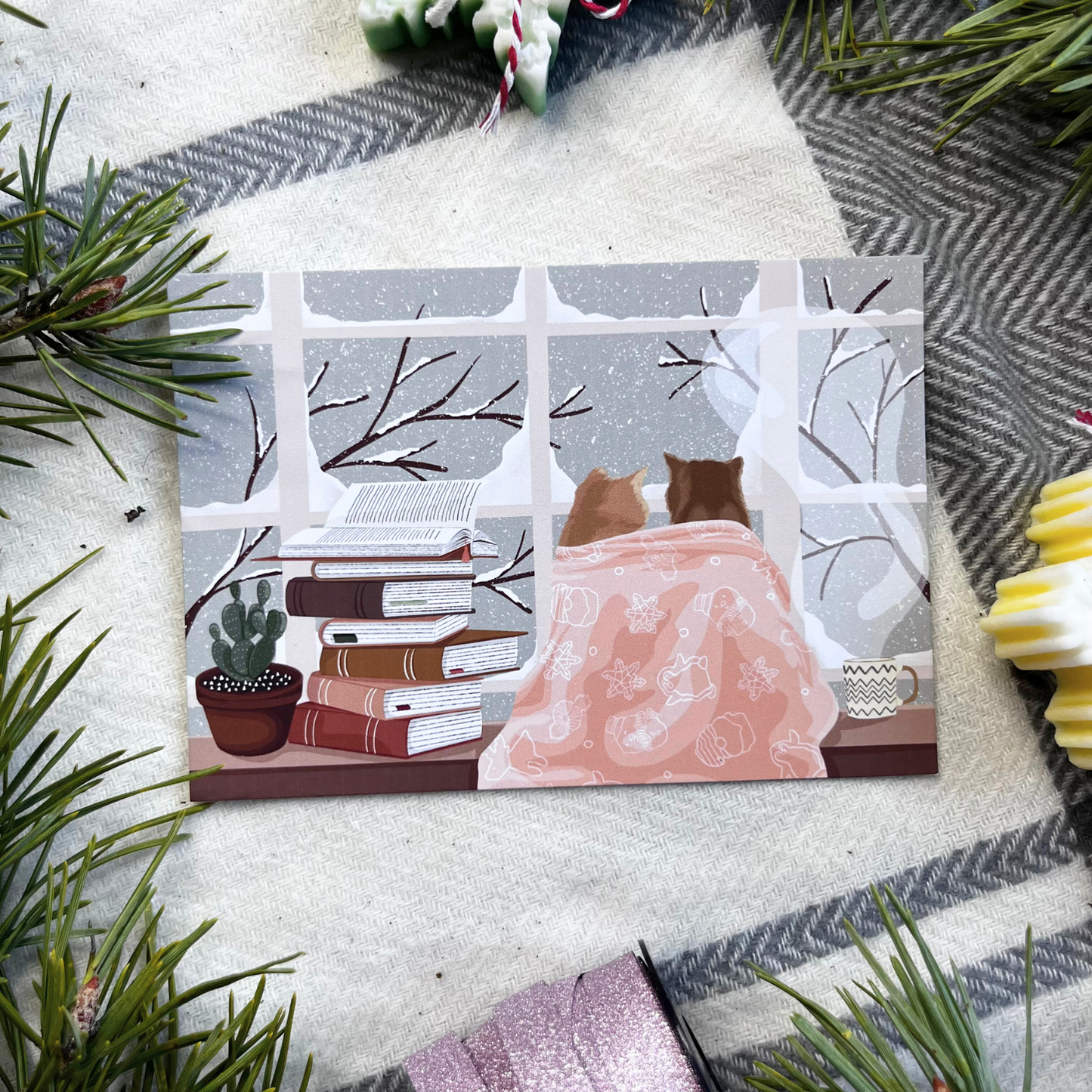 Cozy Cat Couple Postcard