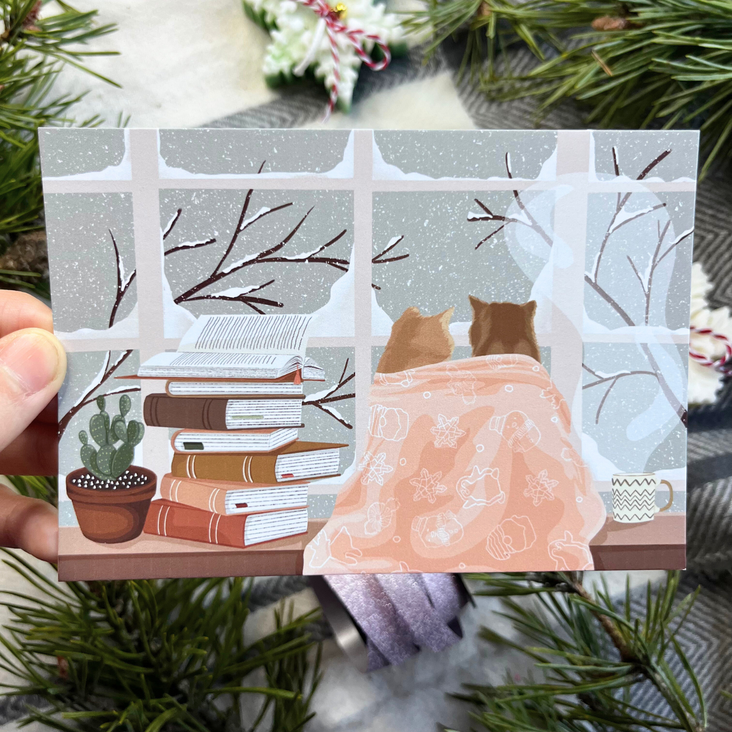 Cozy Cat Couple Postcard
