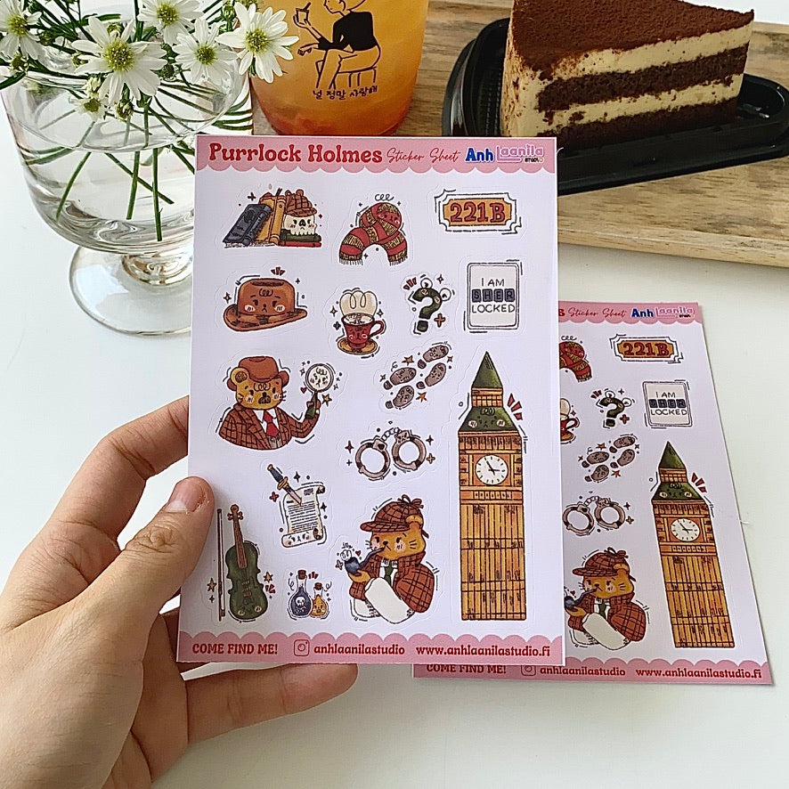 Purrlock Holmes Sticker Sheet