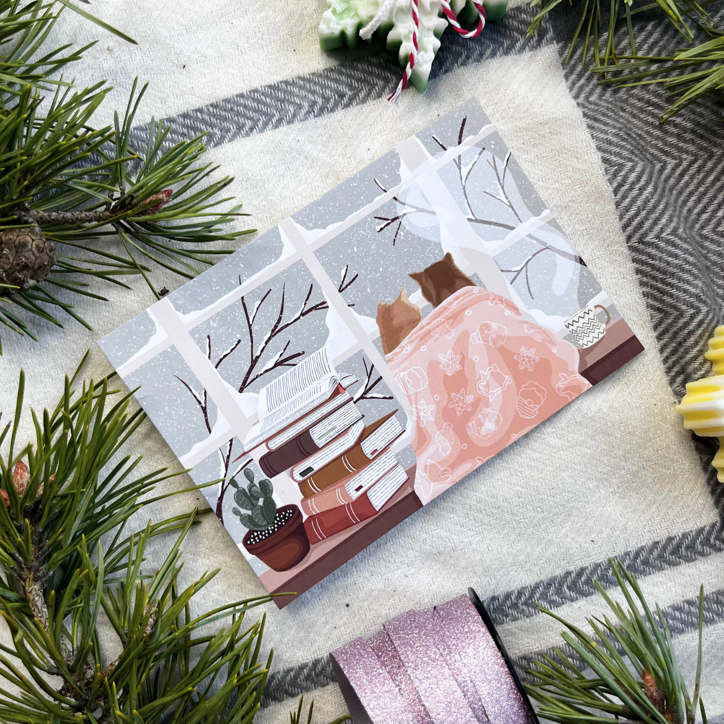 Cozy Cat Couple Postcard