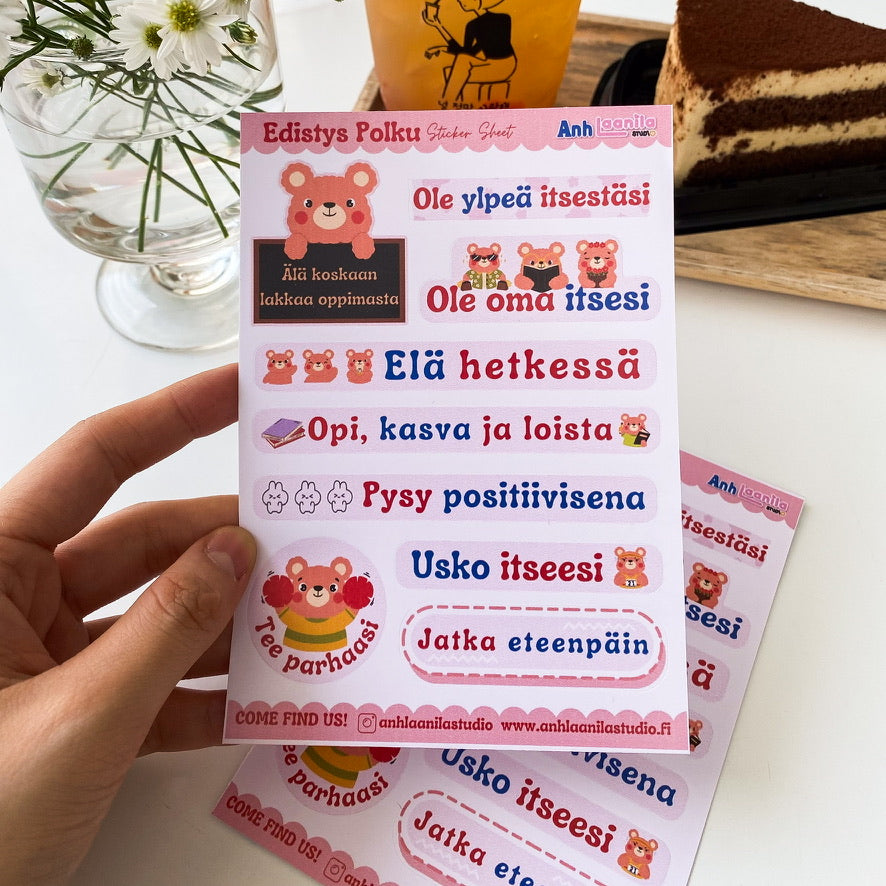 Edistys Polku Bear Sticker Sheet