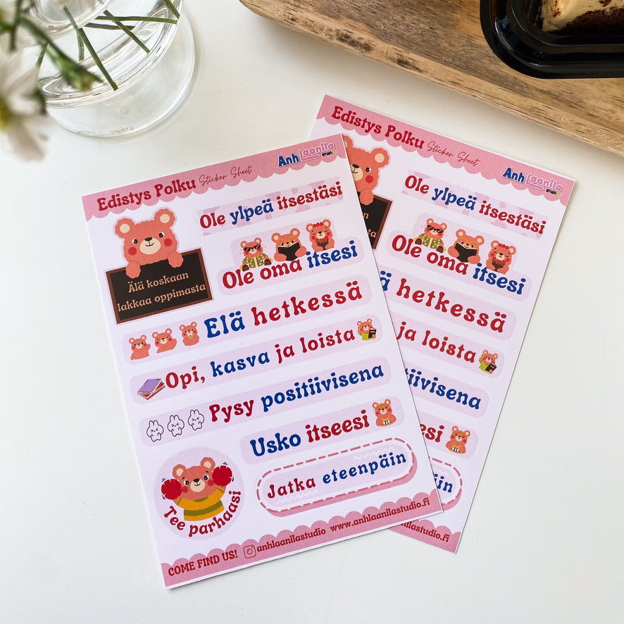 Edistys Polku Bear Sticker Sheet