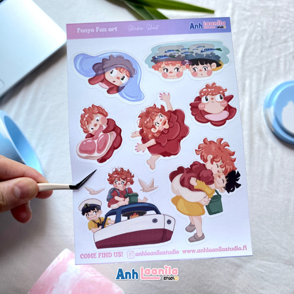 Ponyo Fan Art Sticker Sheet